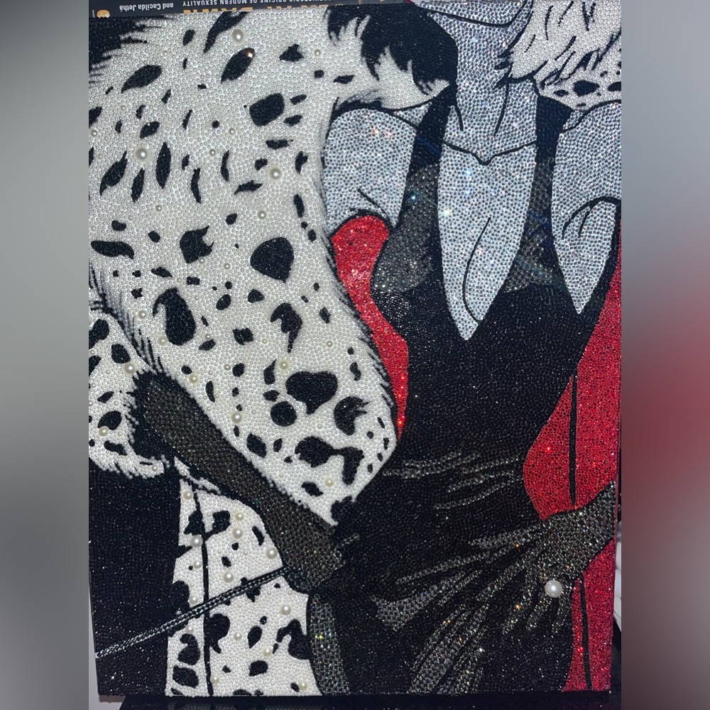 Hand painted and bedazzled Cruella de Vil